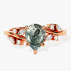 Pear Moss Agate Engagement Ring with Moissanite Cluster