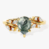 Pear Moss Agate Engagement Ring with Moissanite Cluster