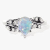 Pear Opal Engagement Ring with Moissanite Cluster