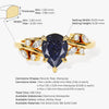 Pear Blue Sandstone Engagement Ring with Moissanite Cluster.
