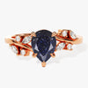 Pear Blue Sandstone Engagement Ring with Moissanite Cluster.