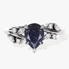 Pear Blue Sandstone Engagement Ring with Moissanite Cluster.