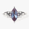 Marquise Lab Alexandrite Engagement Ring with Moissanite Cluster