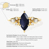 Marquise Blue Sandstone Engagement Ring with Moissanite Cluster.