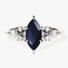 Marquise Blue Sandstone Engagement Ring with Moissanite Cluster.