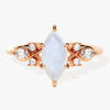 Marquise Moonstone Engagement Ring with Moissanite Cluster