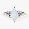 Marquise Moonstone Engagement Ring with Moissanite Cluster