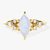 Marquise Moonstone Engagement Ring with Moissanite Cluster