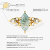 Marquise Moss Agate Engagement Ring with Moissanite Cluster