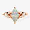 Marquise Opal Engagement Ring with Moissanite Cluster