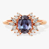 Oval Lab Alexandrite Engagement Ring with Moissanite Cluster