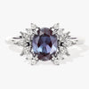 Oval Lab Alexandrite Engagement Ring with Moissanite Cluster