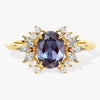 Oval Lab Alexandrite Engagement Ring with Moissanite Cluster