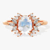 Oval Moonstone Engagement Ring with Moissanite Cluster