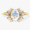 Oval Moonstone Engagement Ring with Moissanite Cluster