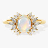 Oval Opal Engagement Ring with Moissanite Cluster