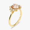 Oval Cut Peach Morganite Engagement Ring with Moissanite Cluster