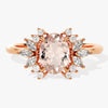 Oval Cut Peach Morganite Engagement Ring with Moissanite Cluster