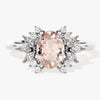 Oval Cut Peach Morganite Engagement Ring with Moissanite Cluster