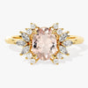 Oval Cut Peach Morganite Engagement Ring with Moissanite Cluster