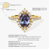 Oval Halo Lab Alexandrite Engagement Ring with Moissanite Sidestones
