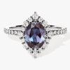Oval Halo Lab Alexandrite Engagement Ring with Moissanite Sidestones