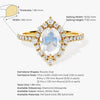 Oval Halo Moonstone Engagement Ring with Moissanite Sidestones