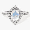Oval Halo Moonstone Engagement Ring with Moissanite Sidestones