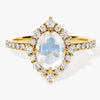 Oval Halo Moonstone Engagement Ring with Moissanite Sidestones