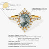 Oval Halo Moss Agate Engagement Ring with Moissanite Sidestones