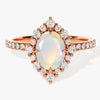 Oval Halo Opal Engagement Ring with Moissanite Sidestones