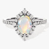 Oval Halo Opal Engagement Ring with Moissanite Sidestones