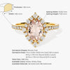 Vintage Halo Oval Cut Peach Morganite Engagement Ring with Sidestones
