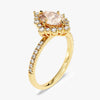 Vintage Halo Oval Cut Peach Morganite Engagement Ring with Sidestones
