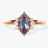 Marquise Lab Alexandrite Engagement Ring with Round Moissanite Sidestones