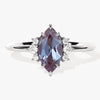 Marquise Lab Alexandrite Engagement Ring with Round Moissanite Sidestones