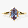 Marquise Lab Alexandrite Engagement Ring with Round Moissanite Sidestones