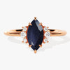 Marquise Blue Sandstone Engagement Ring with Round Moissanite Sidestones.
