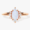 Marquise Moonstone Engagement Ring with Round Moissanite Sidestones