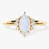 Marquise Moonstone Engagement Ring with Round Moissanite Sidestones