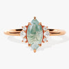 Marquise Moss Agate Engagement Ring with Round Moissanite Sidestones