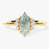 Marquise Moss Agate Engagement Ring with Round Moissanite Sidestones