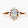 Marquise Opal Engagement Ring with Round Moissanite Sidestones