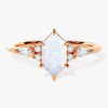 Long Hexagon Opal Engagement Ring with Marquise Moissanite Sidestones