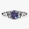 Art Deco Lab Alexandrite Engagement Ring with Moissanite Sidestones