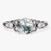 Art Deco Moss Agate Engagement Ring with Moissanite Sidestones