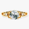 Art Deco Moss Agate Engagement Ring with Moissanite Sidestones