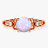 Art Deco Opal Engagement Ring with Moissanite Sidestones