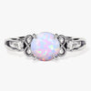 Art Deco Opal Engagement Ring with Moissanite Sidestones