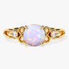 Art Deco Opal Engagement Ring with Moissanite Sidestones